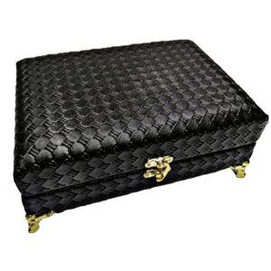 Wooden Sewing Kit Organizer with Faux Leather Accent