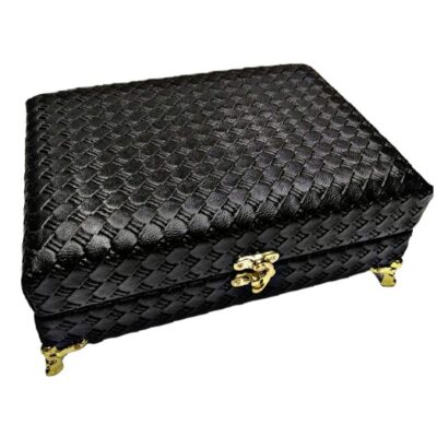 Wooden Sewing Kit Organizer with Faux Leather Accent