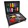 Wooden Sewing Kit Organizer with Faux Leather Accent