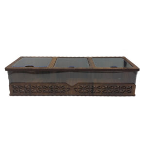 Compact 3-Section Wooden Tea Organizer – Elegant Wood Finish