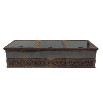 Compact 3-Section Wooden Tea Organizer – Elegant Wood Finish for Tea, Snacks & Chocolate