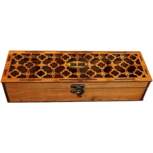 Classic Wooden Tea Chest – 4-Compartment Storage Organizer