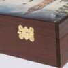 Yellow 4-Compartment Wooden Tea Holder – Classic Motif Storage