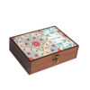 4-Section Wooden Tea Organizer Box with Persian Print