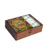Yellow 4-Compartment Wooden Tea Holder – Classic Motif Storage