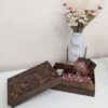 Wooden Tea Organizer with 4 Slots & Matching Coasters