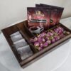 Wooden Tea Organizer with 4 Slots & Matching Coasters