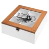 Wooden Tea Storage Chest – See-Through Lid & 4 Compartments