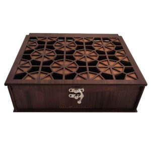 Multi-Functional Wooden Tea Chest with 6 Divided Compartments