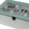 White & Turquoise 6-Compartment Wooden Tea Bag Holder
