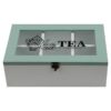 White & Turquoise 6-Compartment Wooden Tea Bag Holder