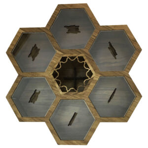 6-Compartment Wooden Tea Storage Chest with Built-In Warmer