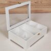 Wooden Tea Chest with Clear Viewing Window & Compartments