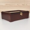 Wooden Tea Chest with Clear Viewing Window & Compartments