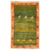 Genuine Handwoven Persian Minimalist Gabbeh Rug - Bordered Green Wool