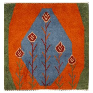 Genuine Handwoven Persian Pictorial Gabbeh Rug – Abstract Floral Blue Wool
