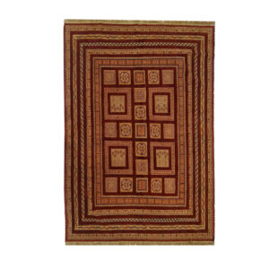 Brick Red Geometric Kilim Rug – Authentic Handwoven Persian Wool