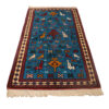 Hand-Knotted Persian Khorasan Tribal Rug (Traditional Animal Motifs) - Blue Wool