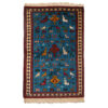 Hand-Knotted Persian Khorasan Tribal Rug (Traditional Animal Motifs) - Blue Wool