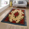 Hand-Knotted Persian Shiraz Qashqai Rug (Traditional All-over Floral) - Cream Wool