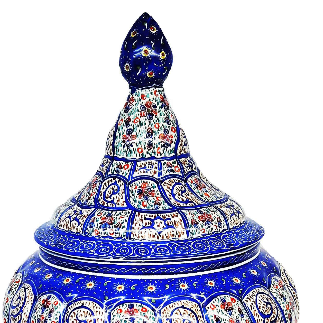 Handcrafted Persian Copper Sugar Bowl with Lid – Minakari Enameled Elegance