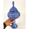 Handcrafted Persian Copper Sugar Bowl with Lid - Minakari Enameled Eslimi