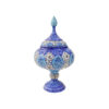 Handcrafted Persian Copper Sugar Bowl with Lid - Minakari Enameled Blue