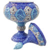 Handcrafted Persian Copper Sugar Bowl with Lid - Minakari Enameled Blue