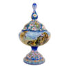 Handcrafted Persian Copper Sugar Bowl with Lid - Minakari Enameled Tarkibi