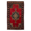 Hand-Knotted Persian Kermanshah Tribal Rug (Lachak Toranj Floral Medallion) - Red Wool