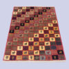 Genuine Handwoven Persian Geometric Gabbeh Rug - Checkered Pink Animal Motifs Wool