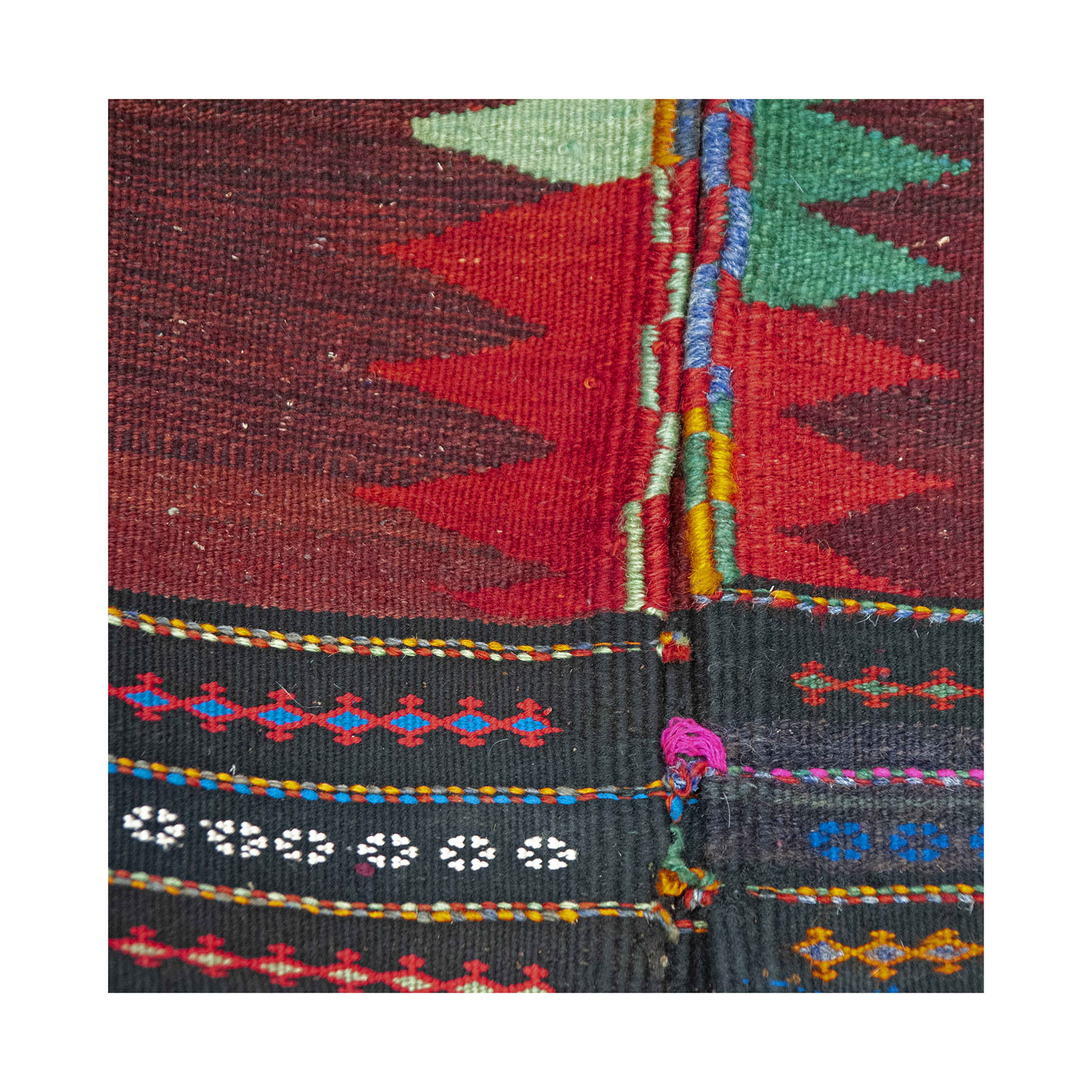 Genuine Crimson Kilim Rug from Kerman – Handwoven Persian Cotton