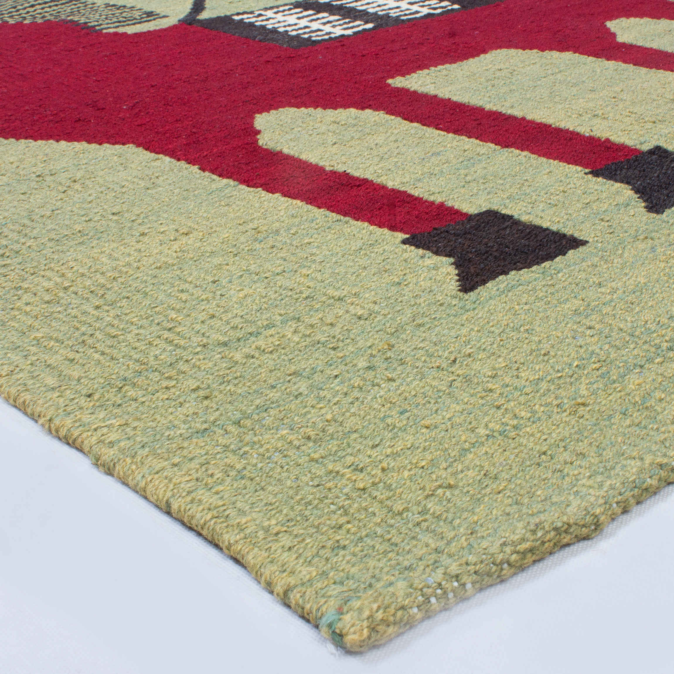 Genuine Animal Pattern Green Kilim Rug – Handwoven Persian Wool