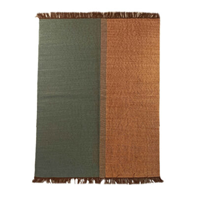 Green & Brown Khorasan Kilim Rug - Genuine Handwoven Persian Wool