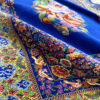 Hand-Knotted Persian Qom Silk Rug (Fine Art Floral Medallion) - Blue