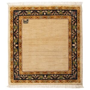 Hand-Knotted Persian Tribal Rug (Plain Center Minimalist Border) – Cream Wool