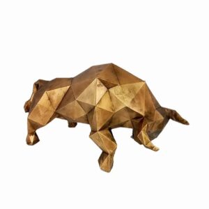 Geometric Golden Buffalo Cubism Figurine – Stylish Accent