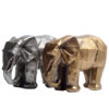 Geometric Golden Elephant Cubism Figurine - Artistic Sculpture