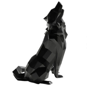 Geometric Black Wolf Cubism Figurine – Artistic Sculpture