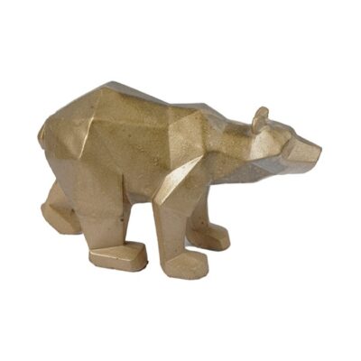 Geometric Golden Bear Cubism Figurine - Unique Accent