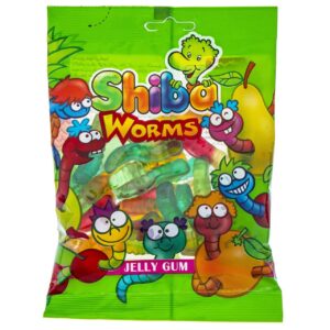 Halal Gummy Candy – Worms Fruit Jelly – Shiba (160 gr x15)