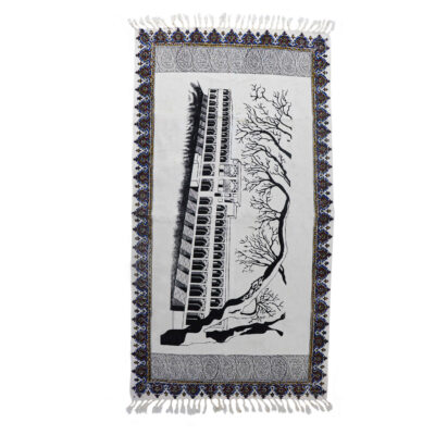 Islamic Prayer Mat Padded Sajadah Kalamkari Khajoo Bridge Gray