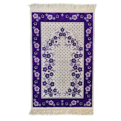 Islamic Prayer Mat Padded Janamaz Floral Bordered Purple