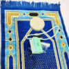 Islamic Prayer Rug Padded Sajadah in Velvet Kaaba Blue