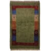 Handwoven Persian Minimalist Gabbeh Rug - Bordered Green Wool