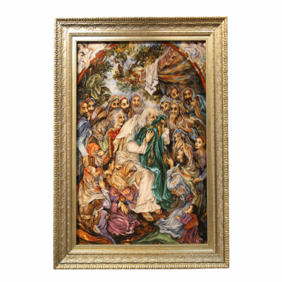 Hand-Knotted Persian Silk Pictorial Wall Hanging Rug – Prophet Joseph with Jacob's Shirt, Tabriz