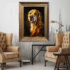Hand-Knotted Persian Pictorial Rug from Tabriz Depicting Golden Retriever