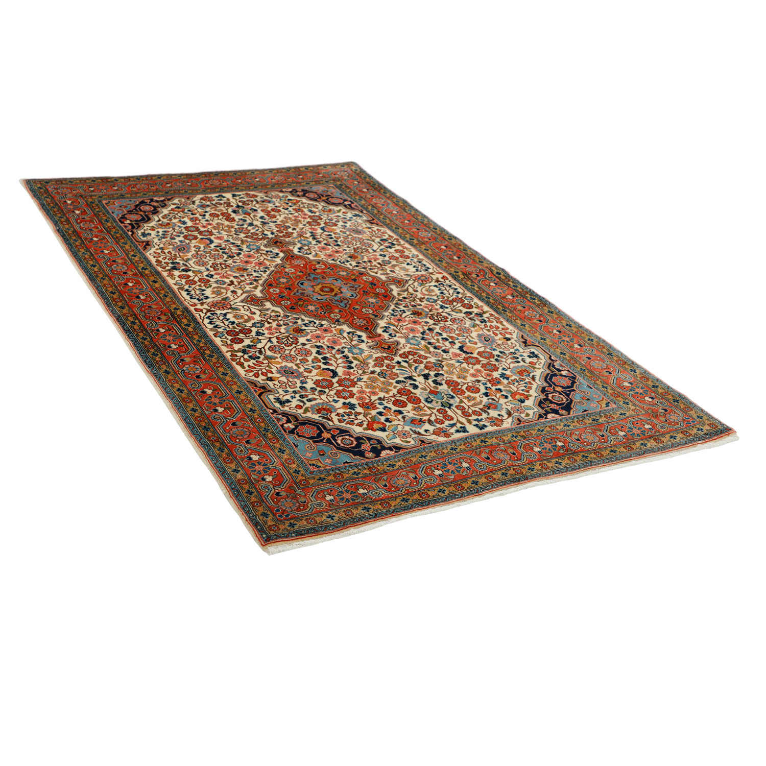 Hand-Knotted Persian Malayer Tribal Rug (Red Floral Medallion) – Wool