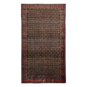 Hand-Knotted Persian Kurdistan Rug (All-over Mahi / Herati Pattern) – Brown Wool