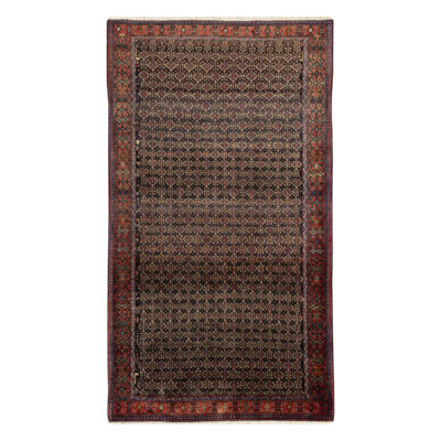 Hand-Knotted Persian Kurdistan Rug (All-over Mahi / Herati Pattern) - Brown Wool